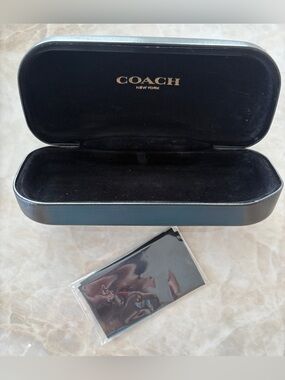 Coach Black Hard Shell Eyeglass Case with cleaning cloth